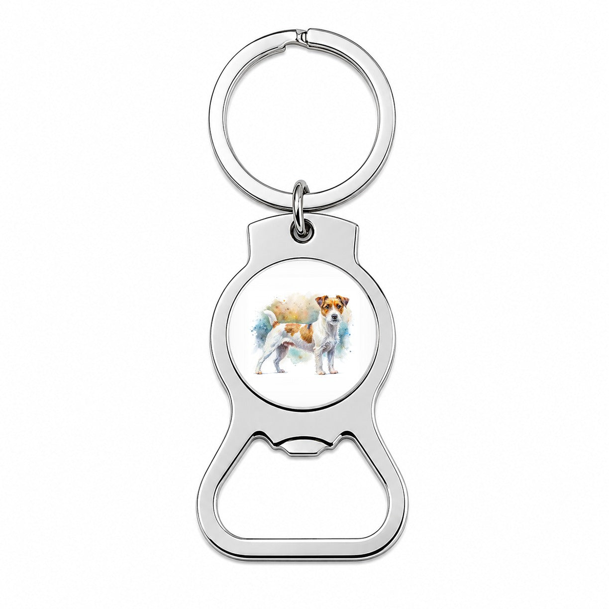Parson Russell Terrier Dog Watercolor Style Bottle Opener Keychain