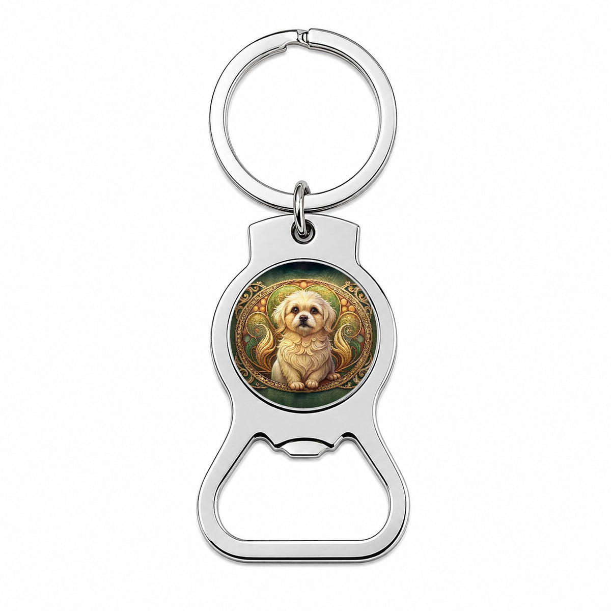 Pekapoo Dog Art Nouveau Bottle Opener Keychain