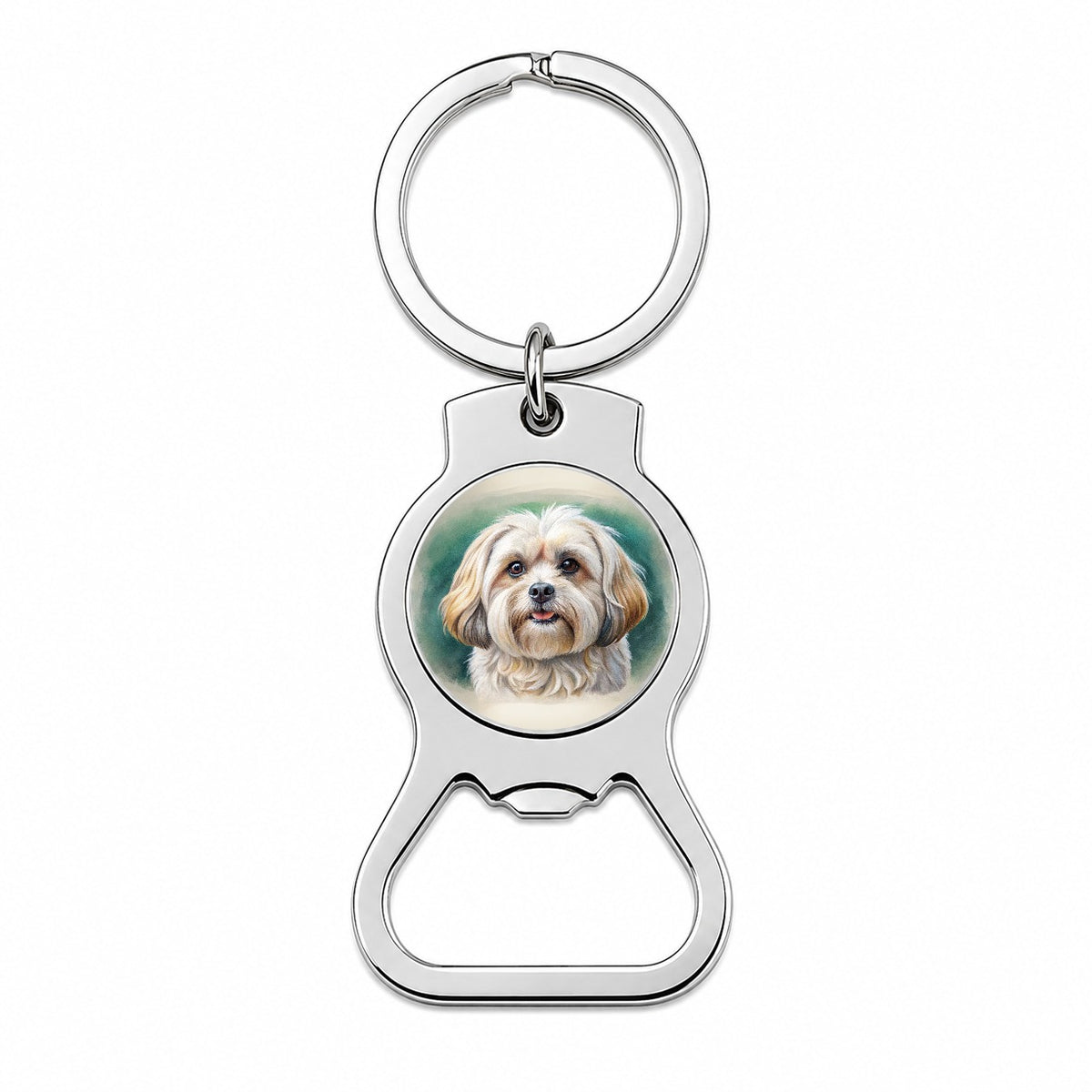 Pekapoo Dog Illustration Bottle Opener Keychain