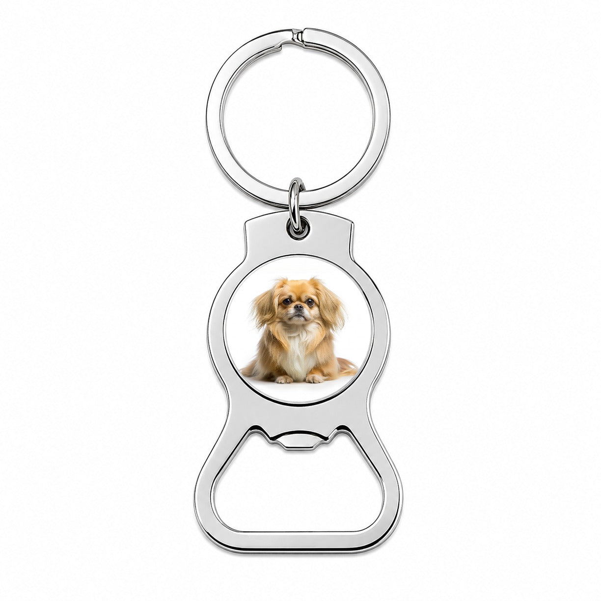 Pekapoo Dog Photo Bottle Opener Keychain