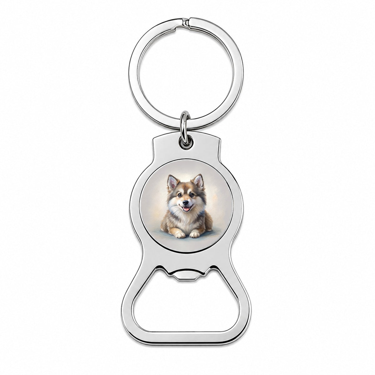 Pomsky Dog Illustration Bottle Opener Keychain
