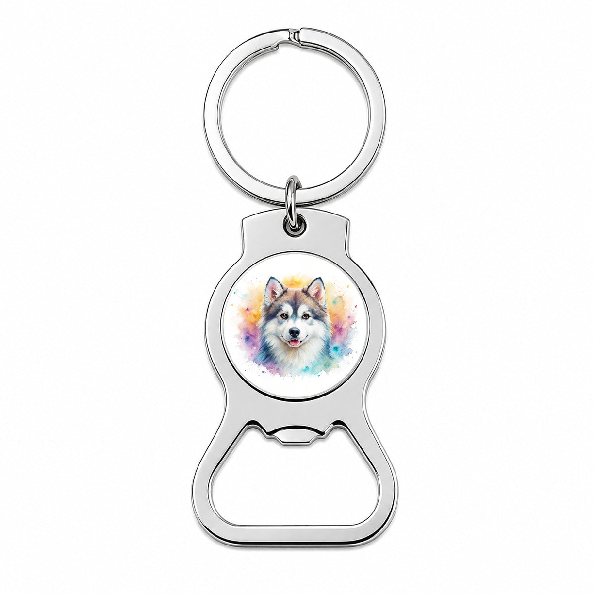 Pomsky Dog Watercolor Style Bottle Opener Keychain