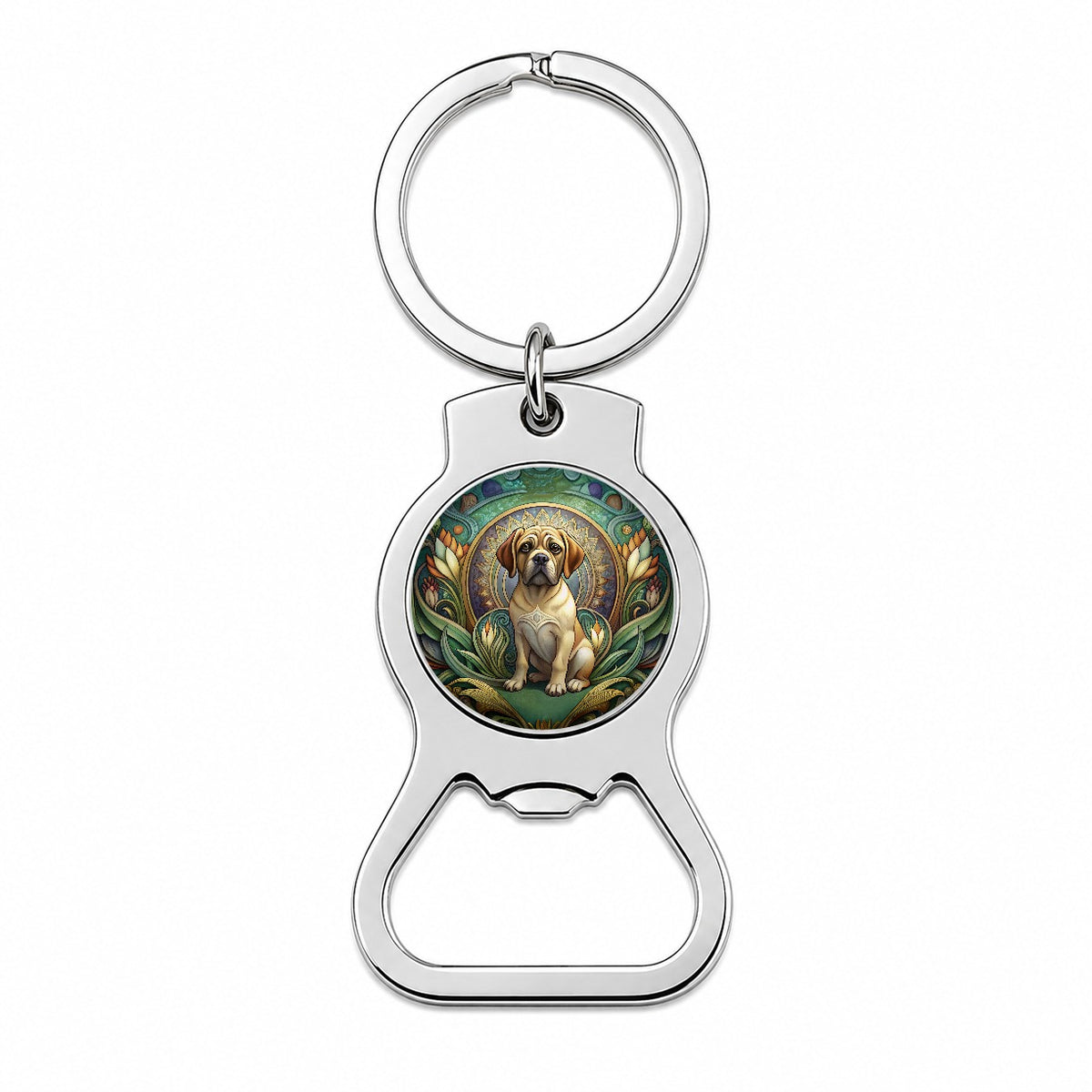 Puggle Dog Art Nouveau Bottle Opener Keychain