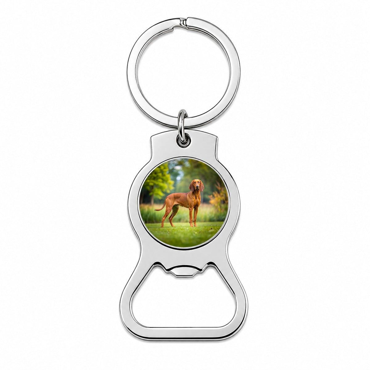 Redbone Coonhound Dog Photo Bottle Opener Keychain
