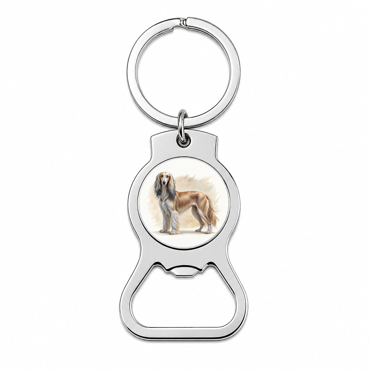 Saluki Dog Illustration Bottle Opener Keychain