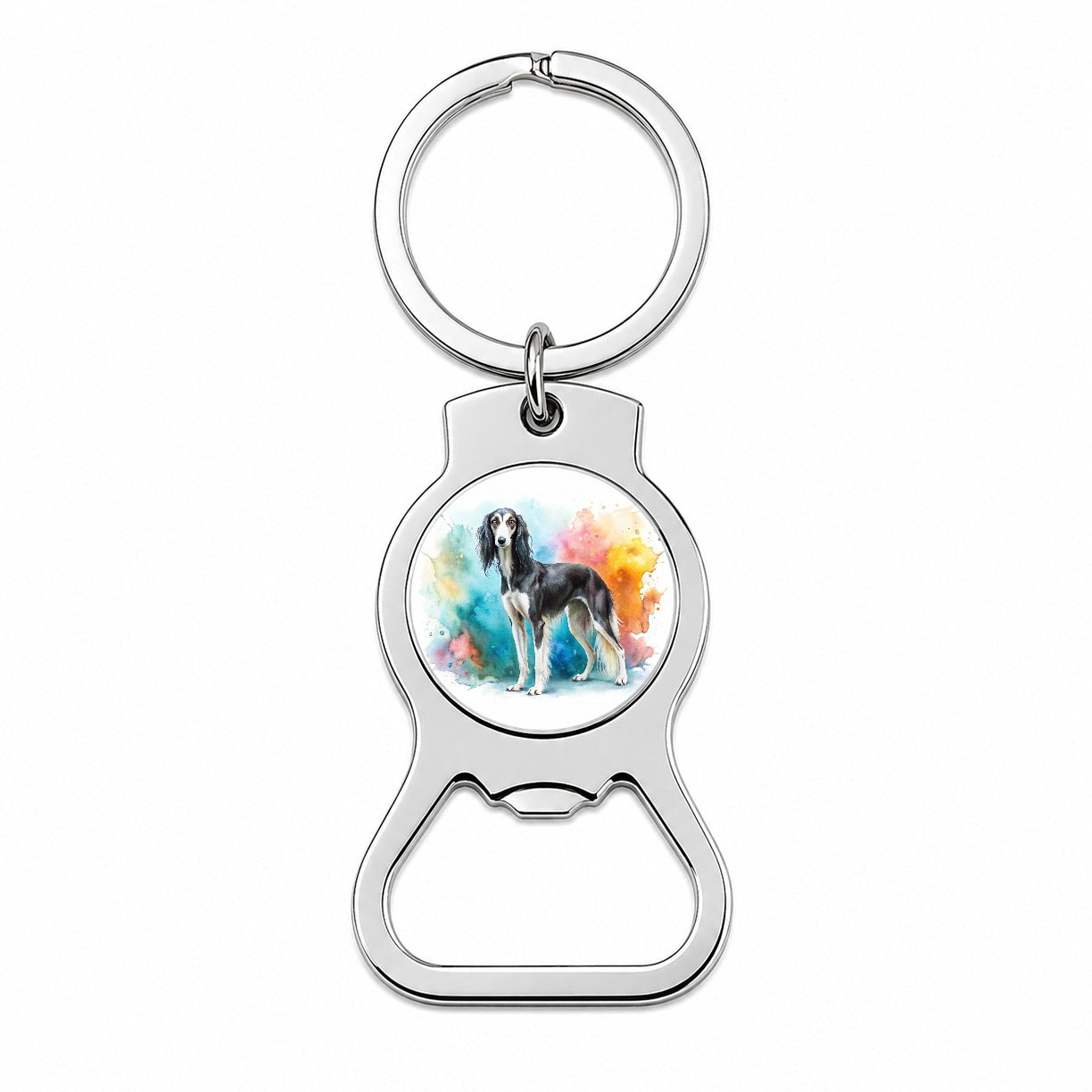 Saluki Dog Watercolor Style Bottle Opener Keychain