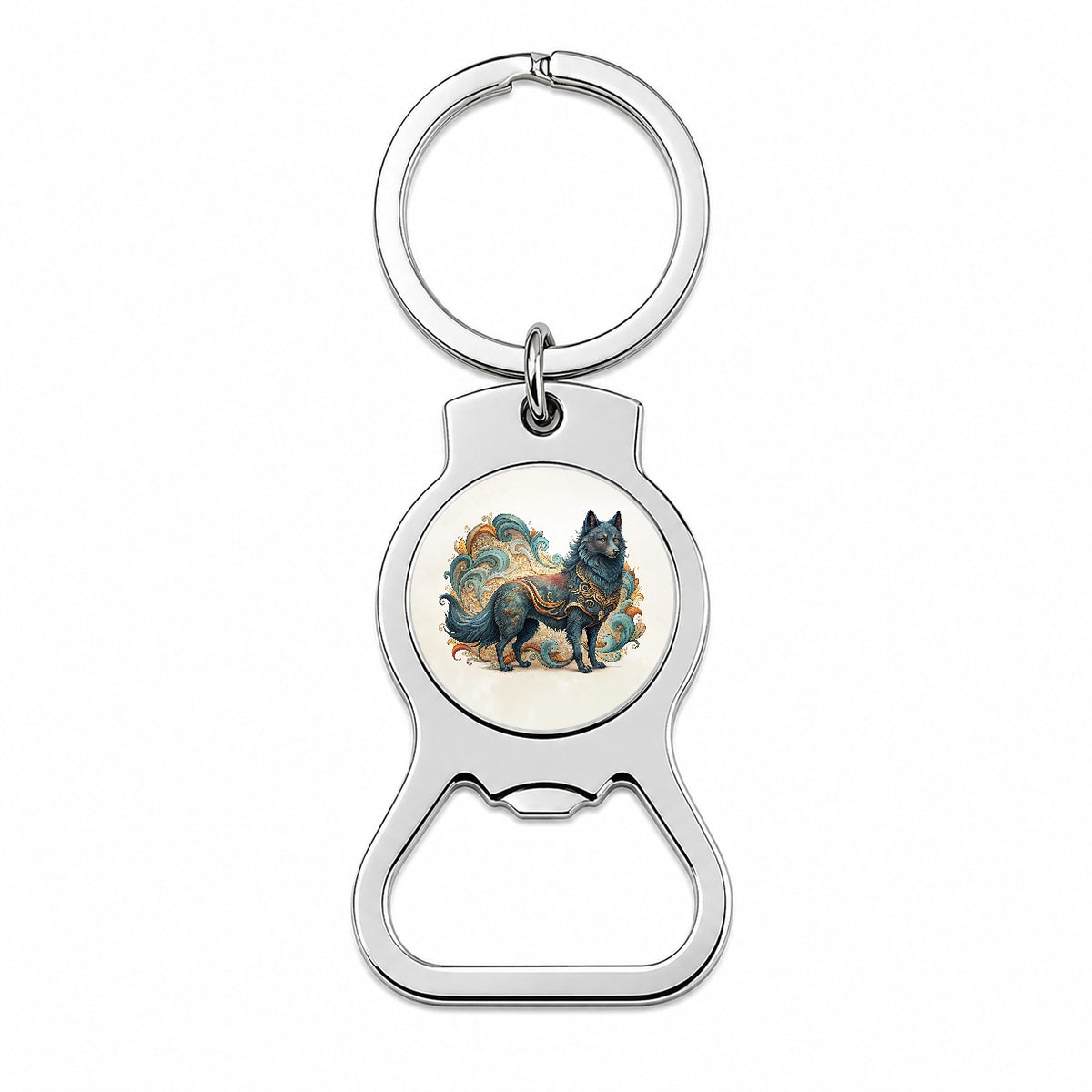 Schipperke Dog Art Nouveau Bottle Opener Keychain
