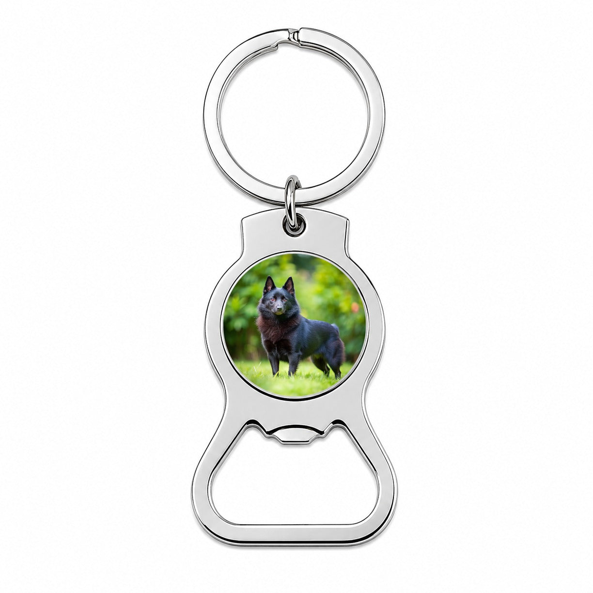 Schipperke Dog Photo Bottle Opener Keychain