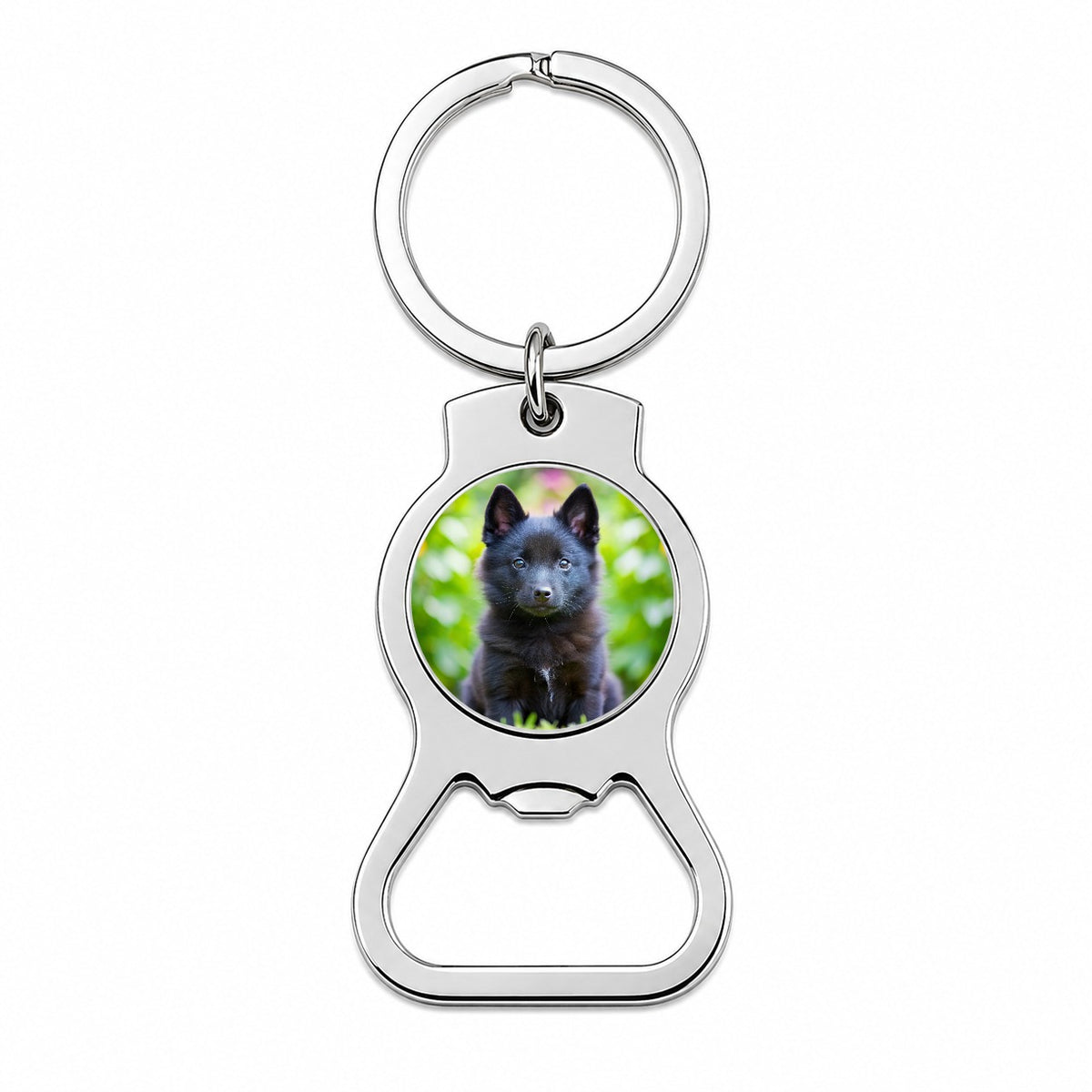 Schipperke Dog Puppy Photo Bottle Opener Keychain
