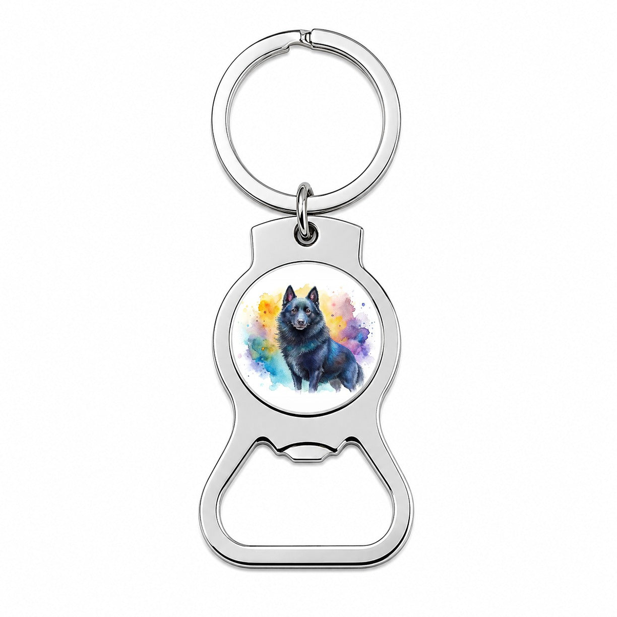 Schipperke Dog Watercolor Style Bottle Opener Keychain