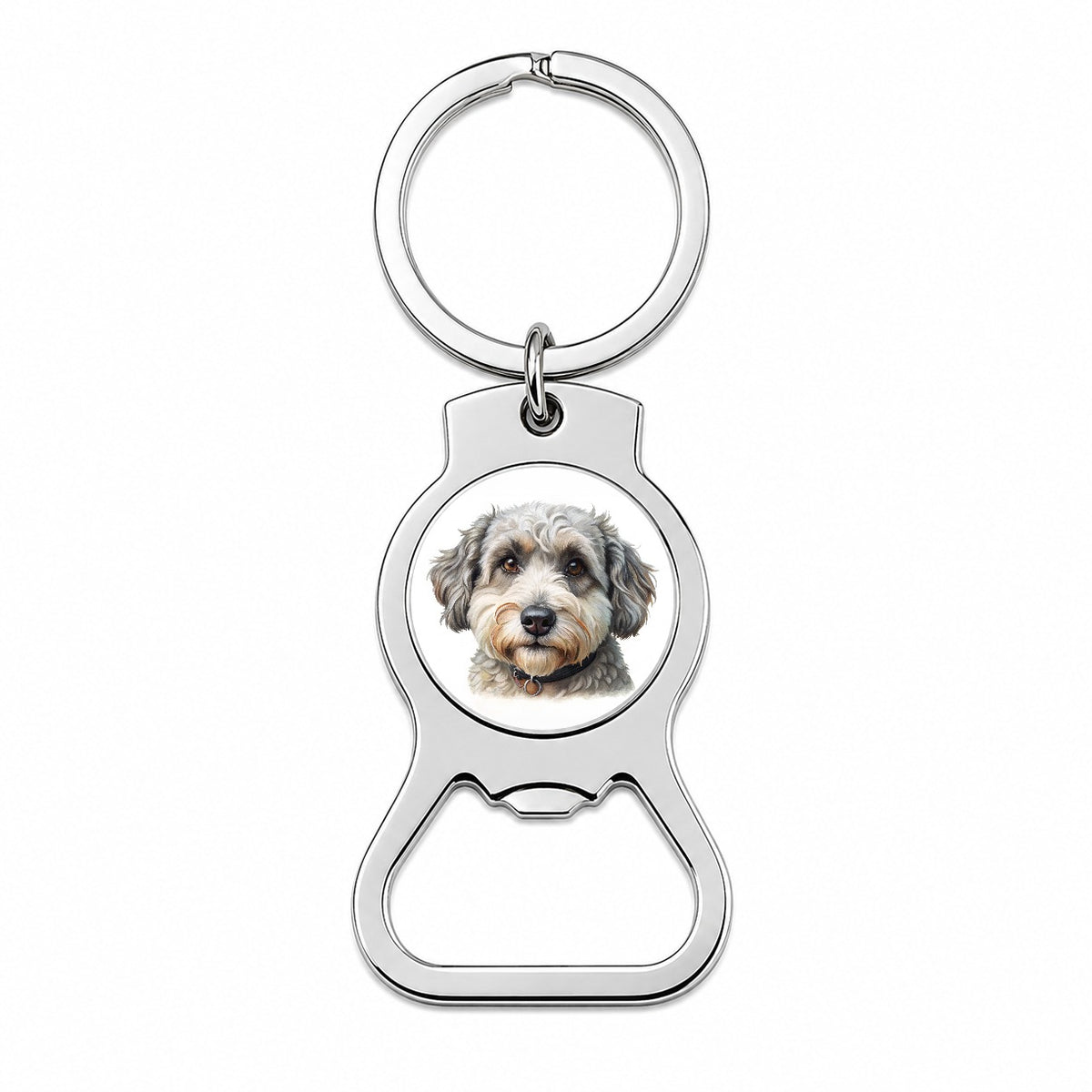 Schnoodle Dog Illustration Bottle Opener Keychain