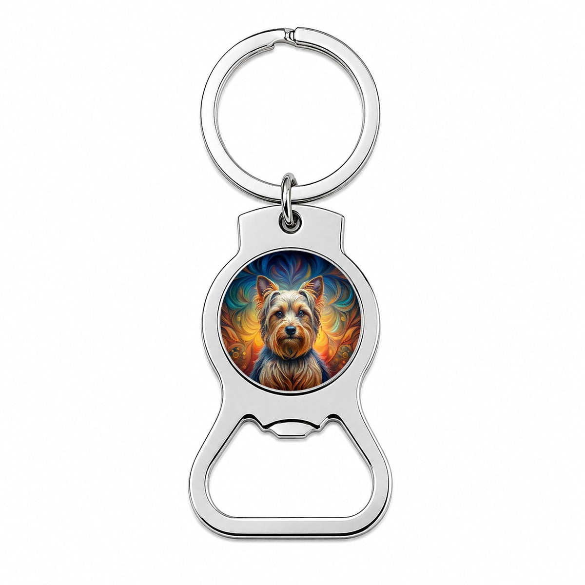 Silky Terrier Dog Art Nouveau Bottle Opener Keychain