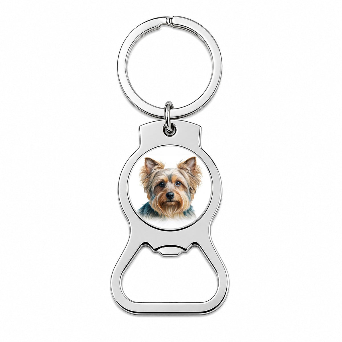 Silky Terrier Dog Illustration Bottle Opener Keychain
