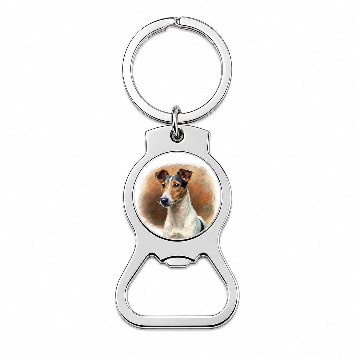 Smooth Fox Terrier Dog Illustration Bottle Opener Keychain