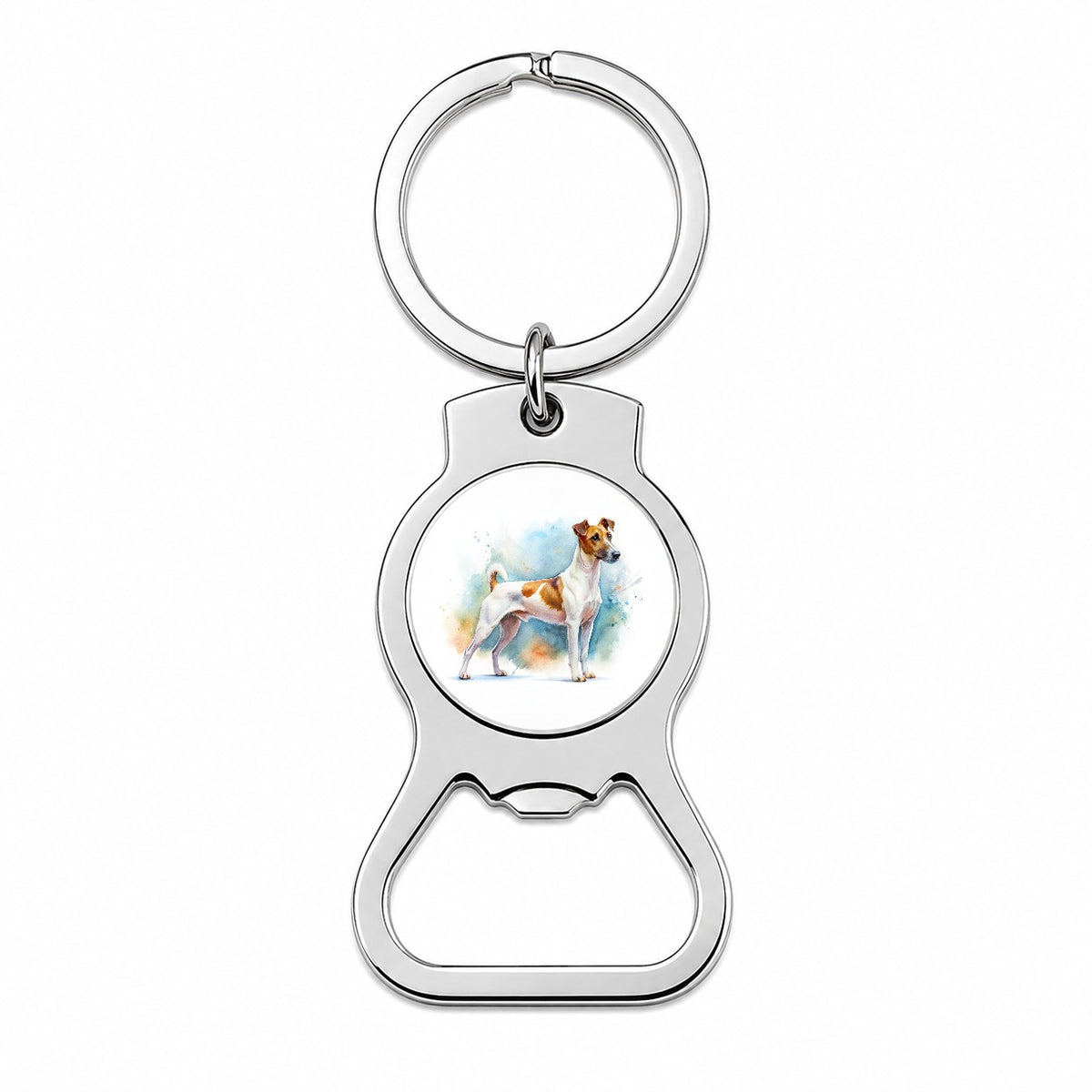 Smooth Fox Terrier Dog Watercolor Style Bottle Opener Keychain