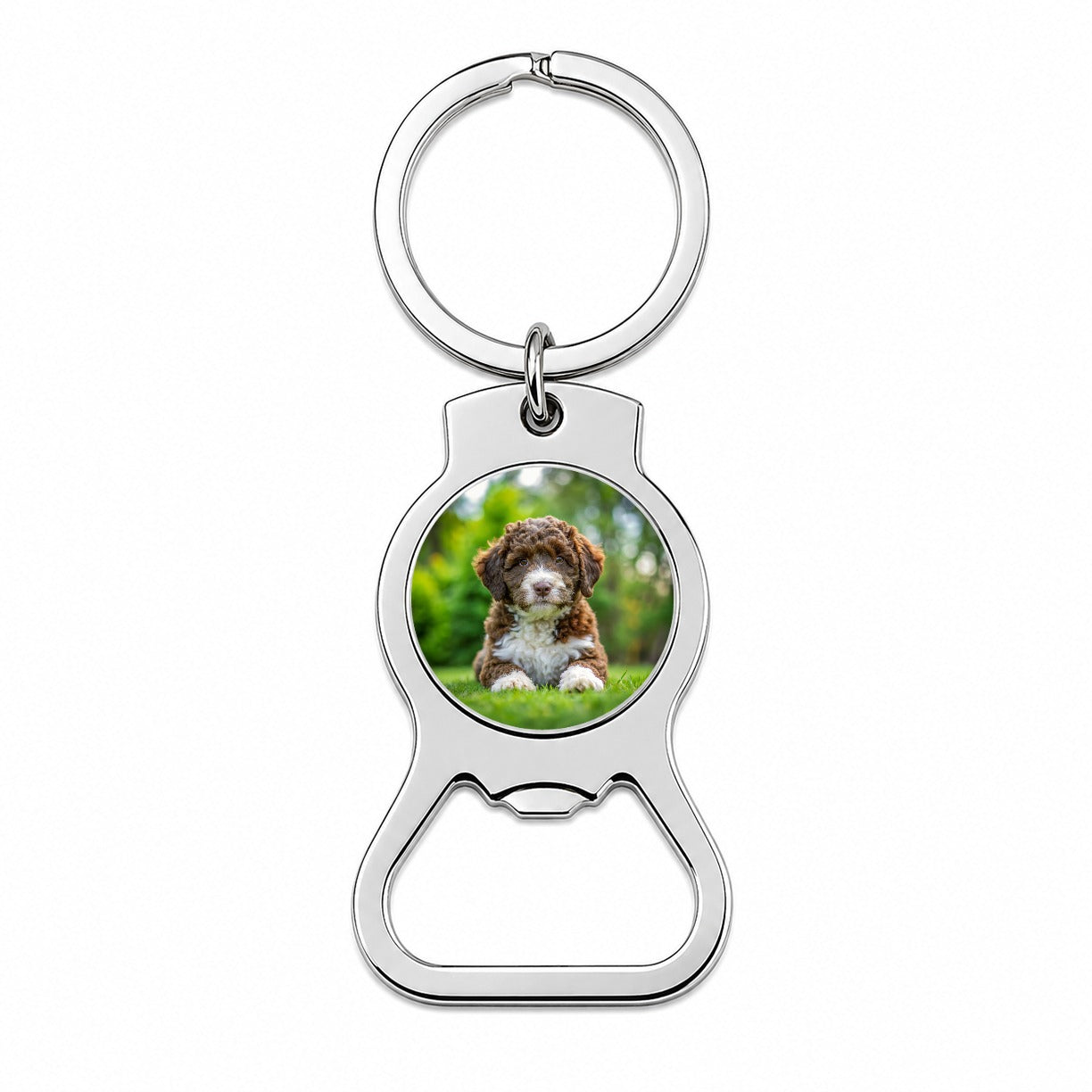 Spanish Water Dog Puppy Photo Bottle Opener Keychain