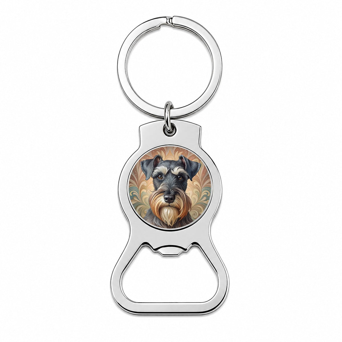 Standard Schnauzer Dog Art Nouveau Bottle Opener Keychain