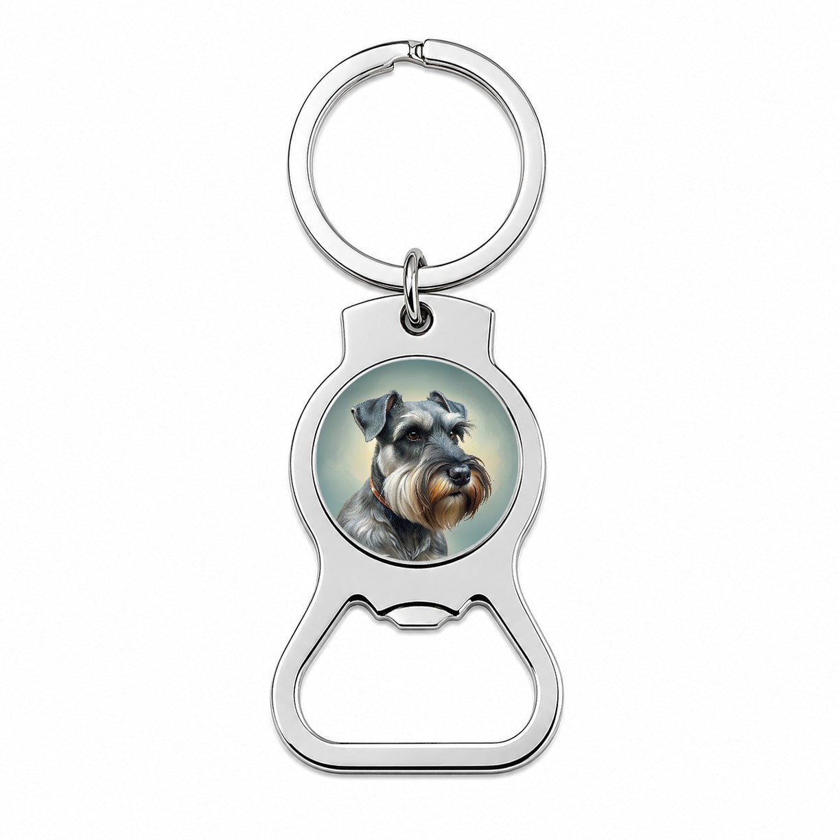 Standard Schnauzer Dog Illustration Bottle Opener Keychain