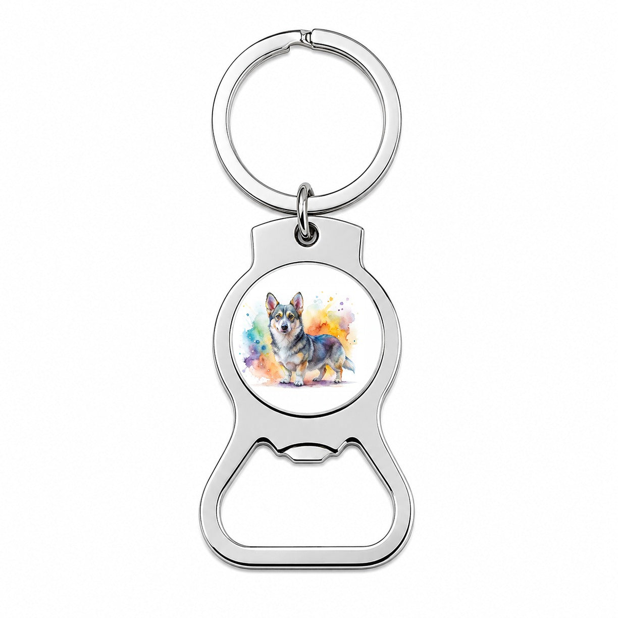 Swedish Vallhund Dog Watercolor Style Bottle Opener Keychain