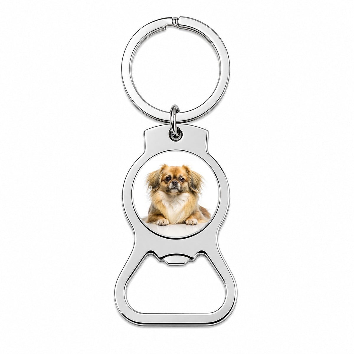 Tibetan Spaniel Dog Photo Bottle Opener Keychain