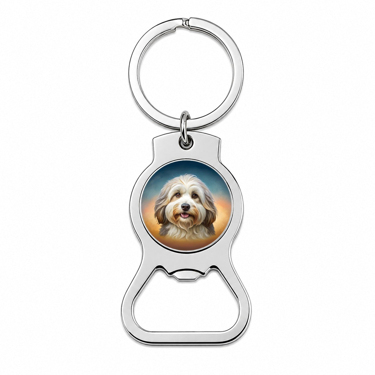 Tibetan Terrier Dog Illustration Bottle Opener Keychain
