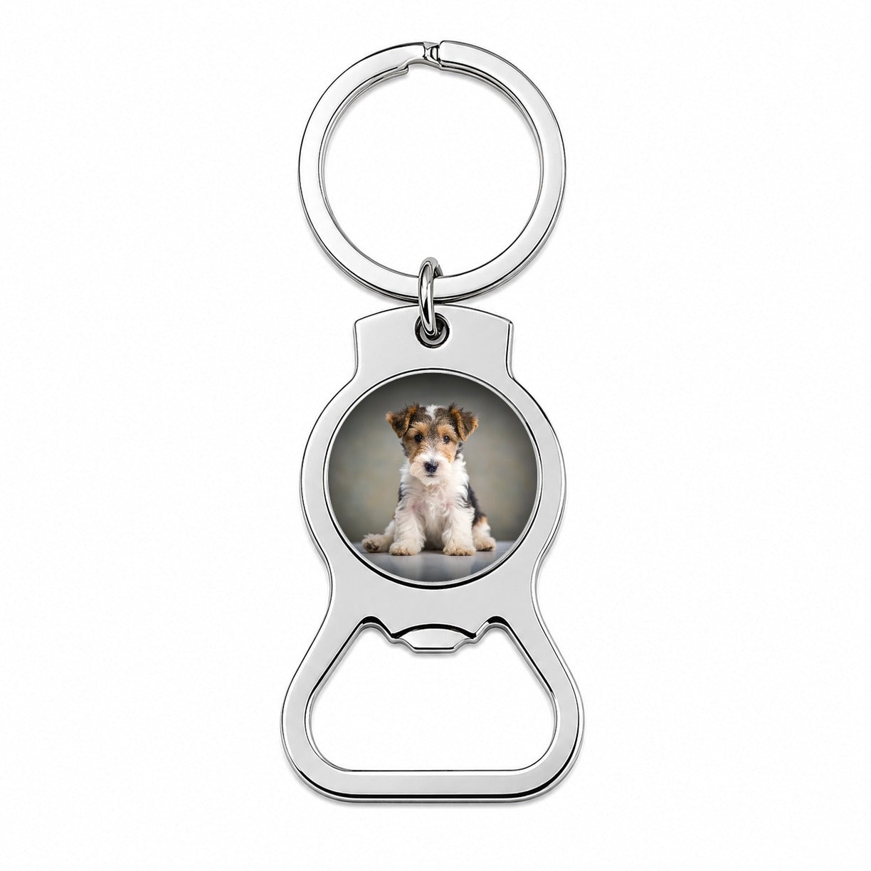 Wire Fox Terrier Dog Puppy Photo Bottle Opener Keychain