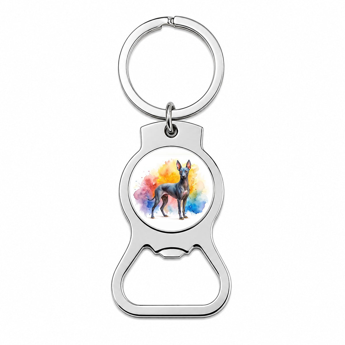 Xoloitzcuintli Xolo Mexican Hairless Dog Watercolor Style Bottle Opener Keychain