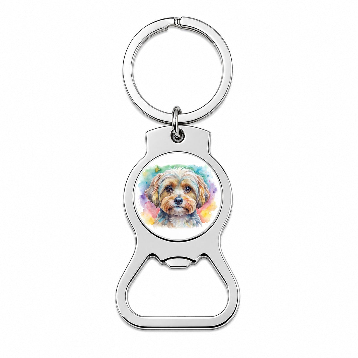 Yorkipoo Dog Watercolor Style Bottle Opener Keychain