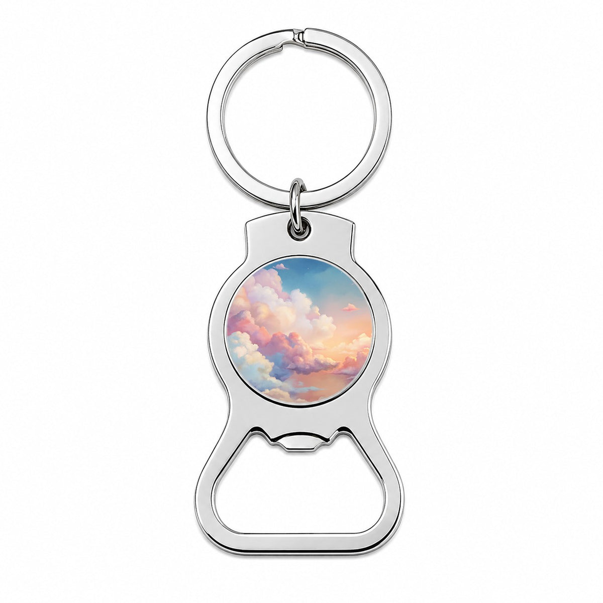 Cloudy Sky Pastel Colors Bottle Opener Keychain
