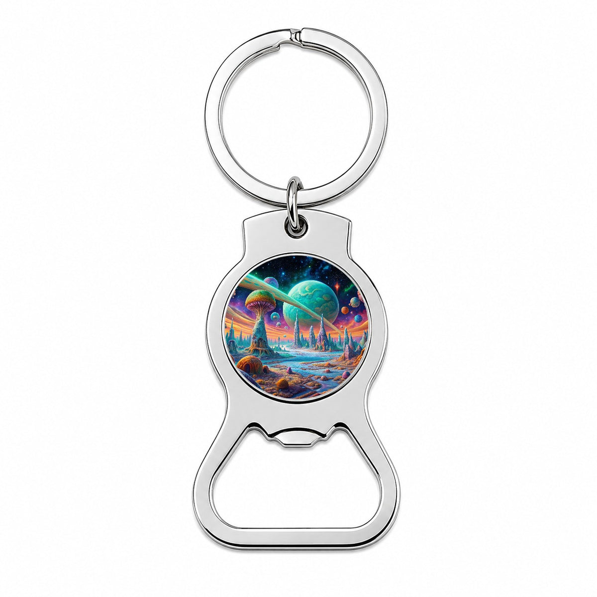 Psychedelic Alien Planet Vibrant Colors Bottle Opener Keychain