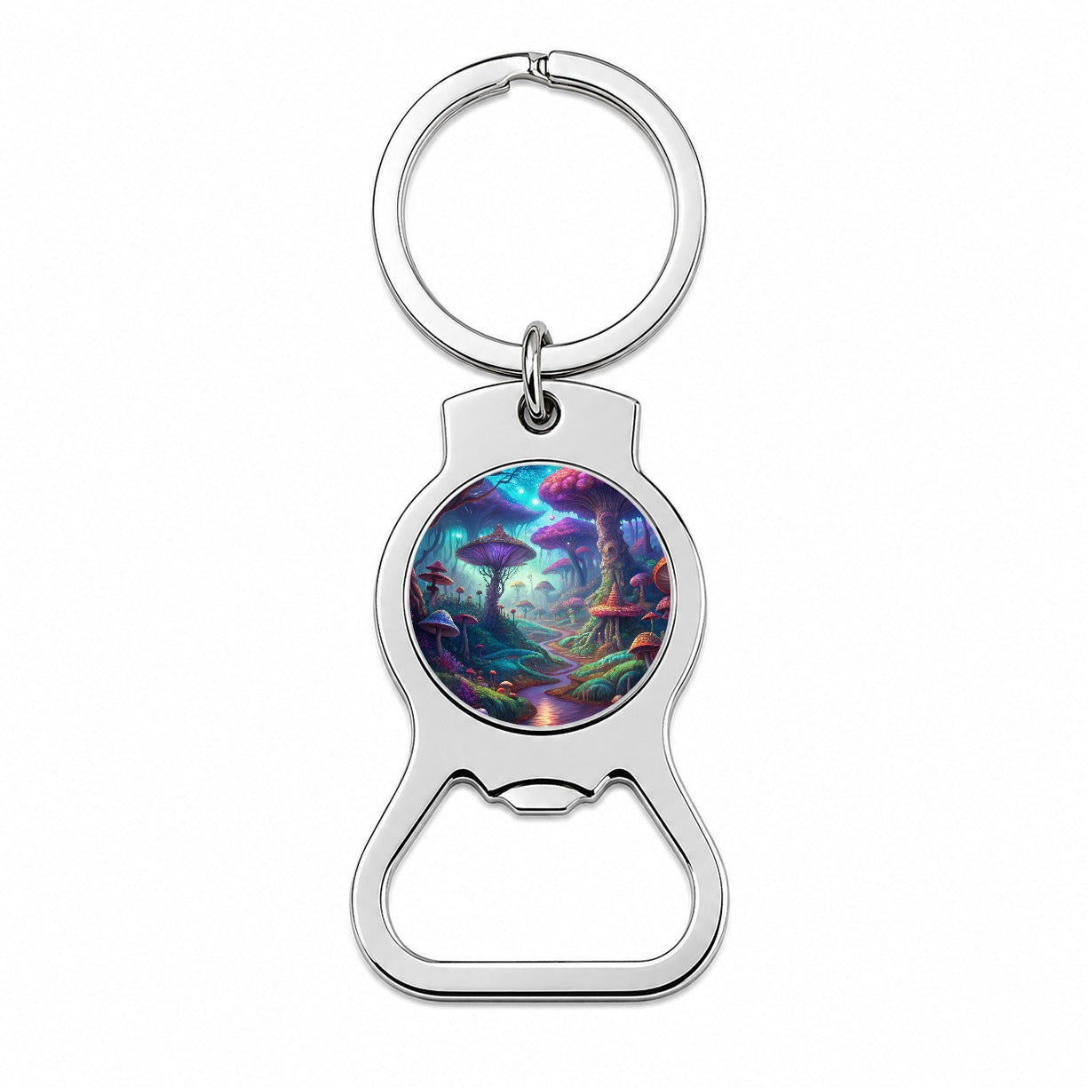 Psychedelic Fantasy Forest Vibrant Colors Bottle Opener Keychain