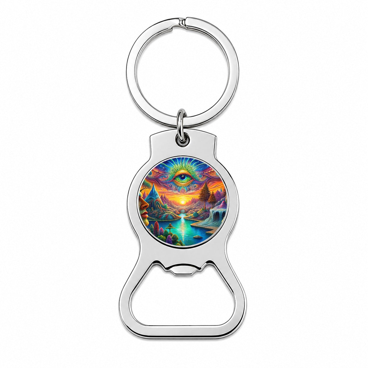 Psychedelic Trippy Artsy Design Bottle Opener Keychain