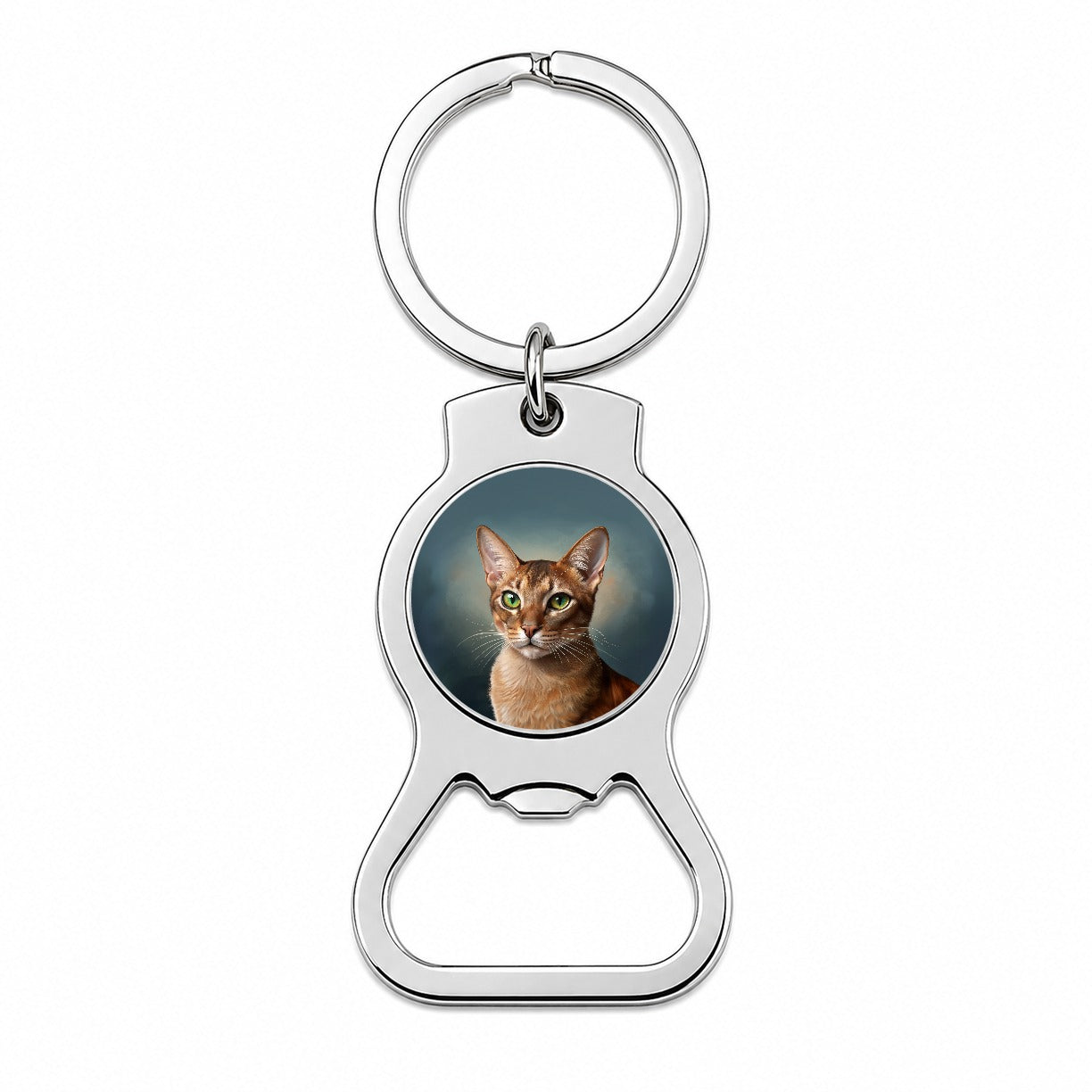 Abyssinian Cat Illustration Bottle Opener Keychain