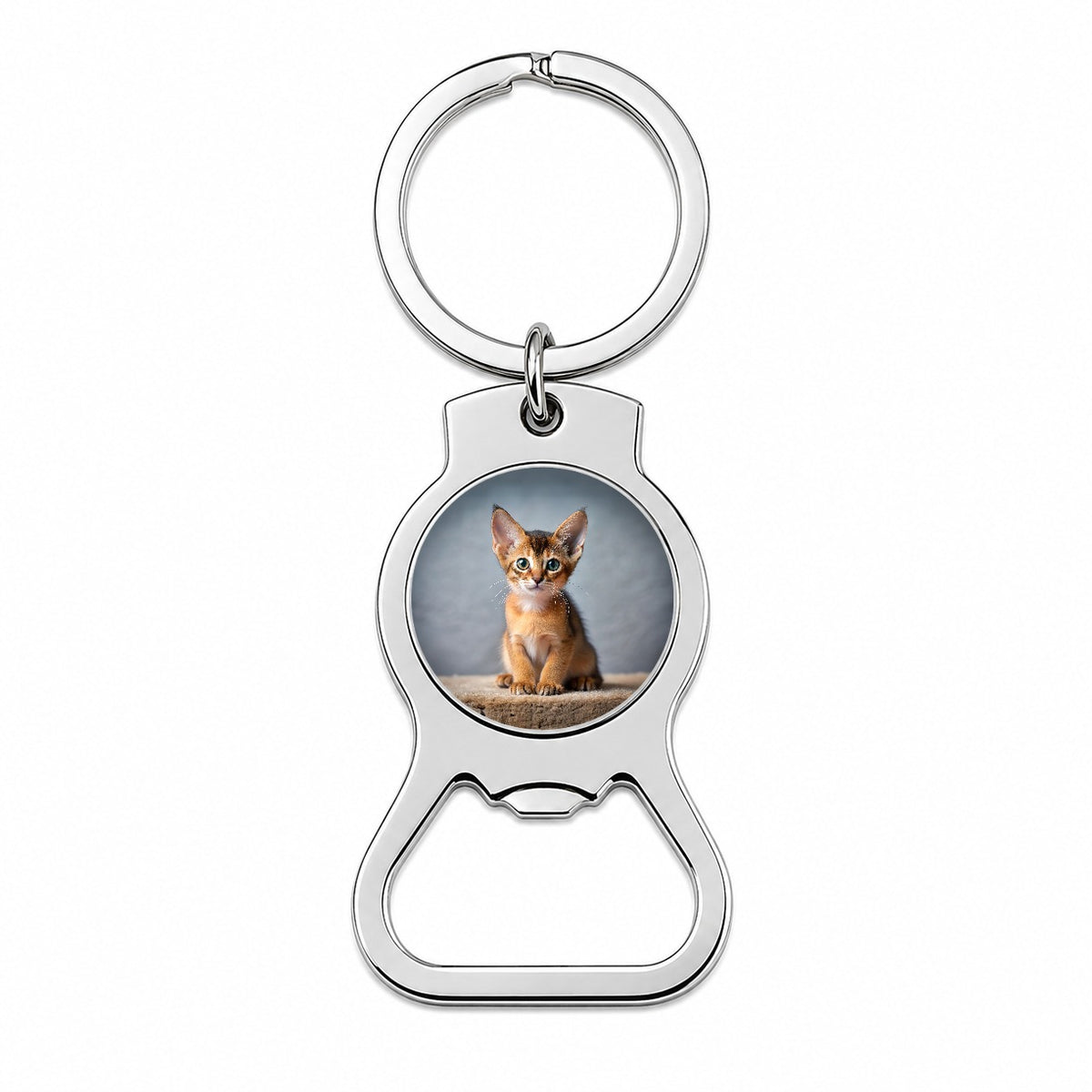 Abyssinian Cat Kitten Photo Bottle Opener Keychain