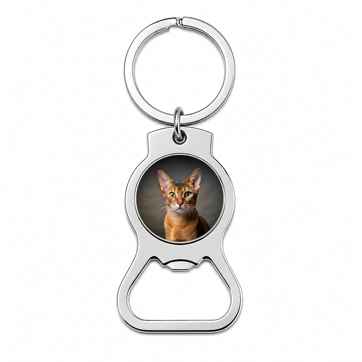 Abyssinian Cat Photo Bottle Opener Keychain