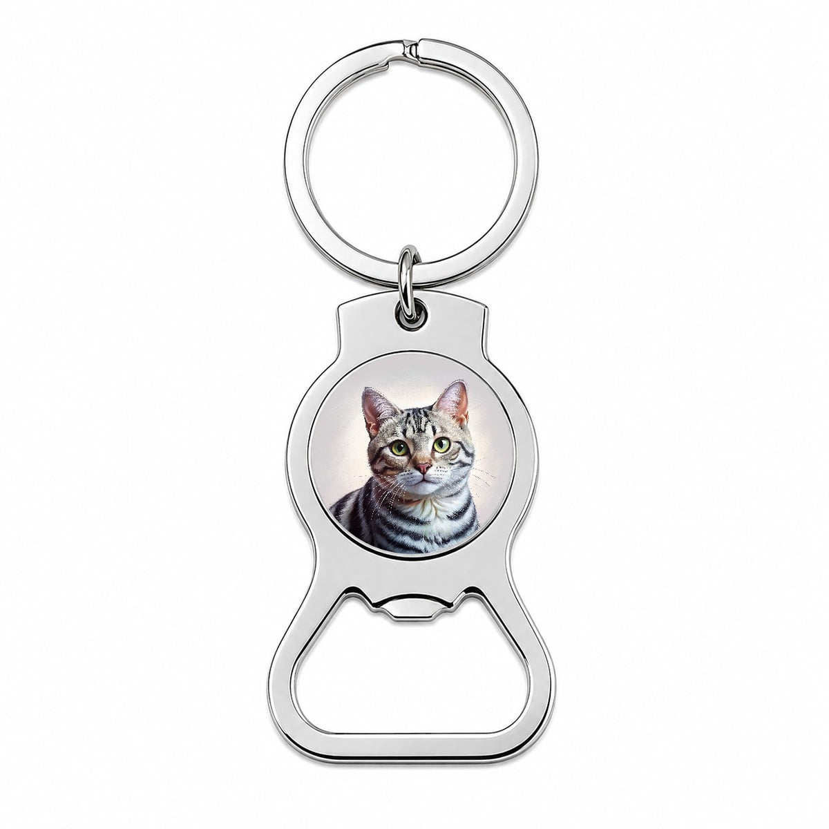 American Shorthair Cat Illustration Bottle Opener Keychain