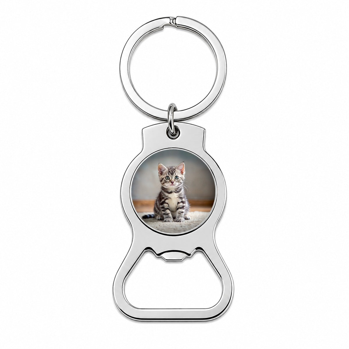 American Shorthair Cat Kitten Photo Bottle Opener Keychain