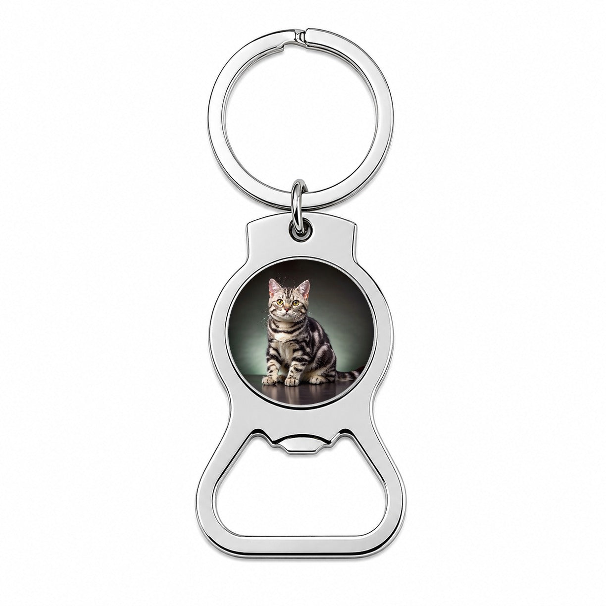 American Shorthair Cat Photo Bottle Opener Keychain