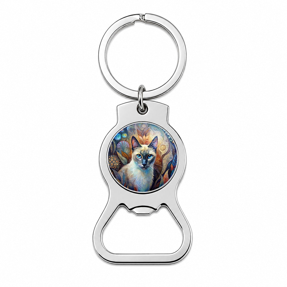 Balinese Cat Abstract Art Bottle Opener Keychain