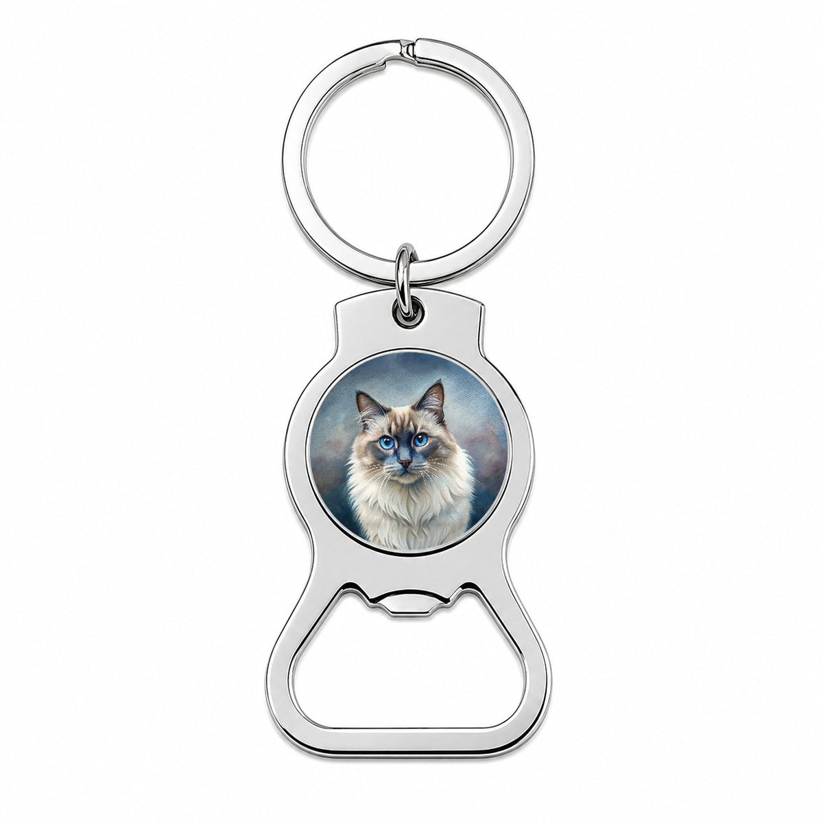 Balinese Cat Illustration Bottle Opener Keychain