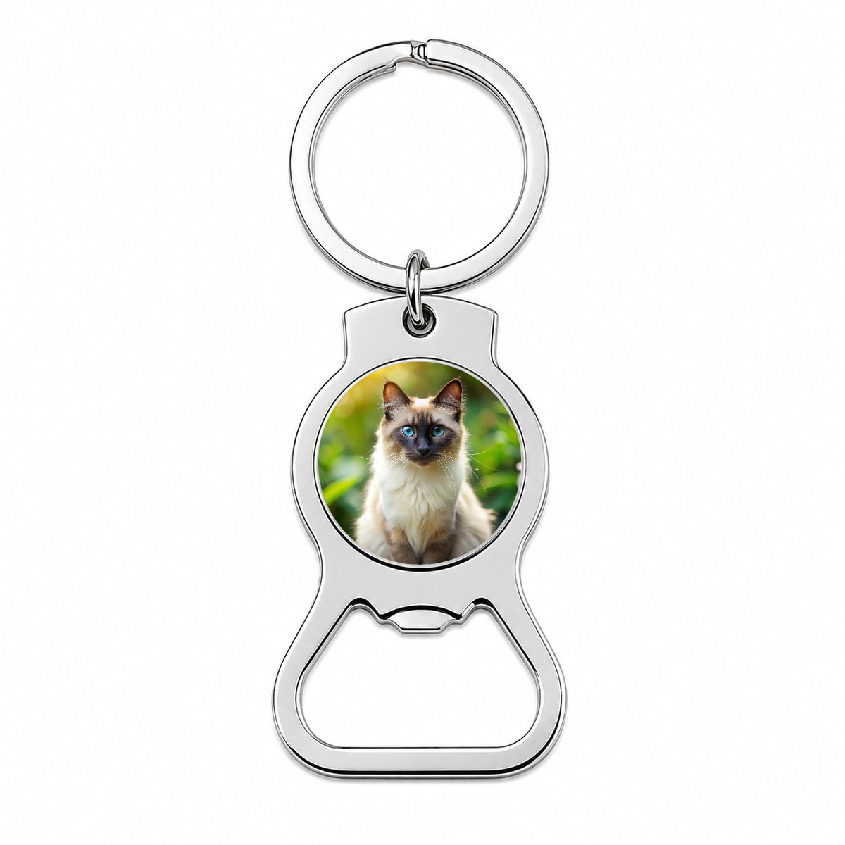 Balinese Cat Photo Bottle Opener Keychain
