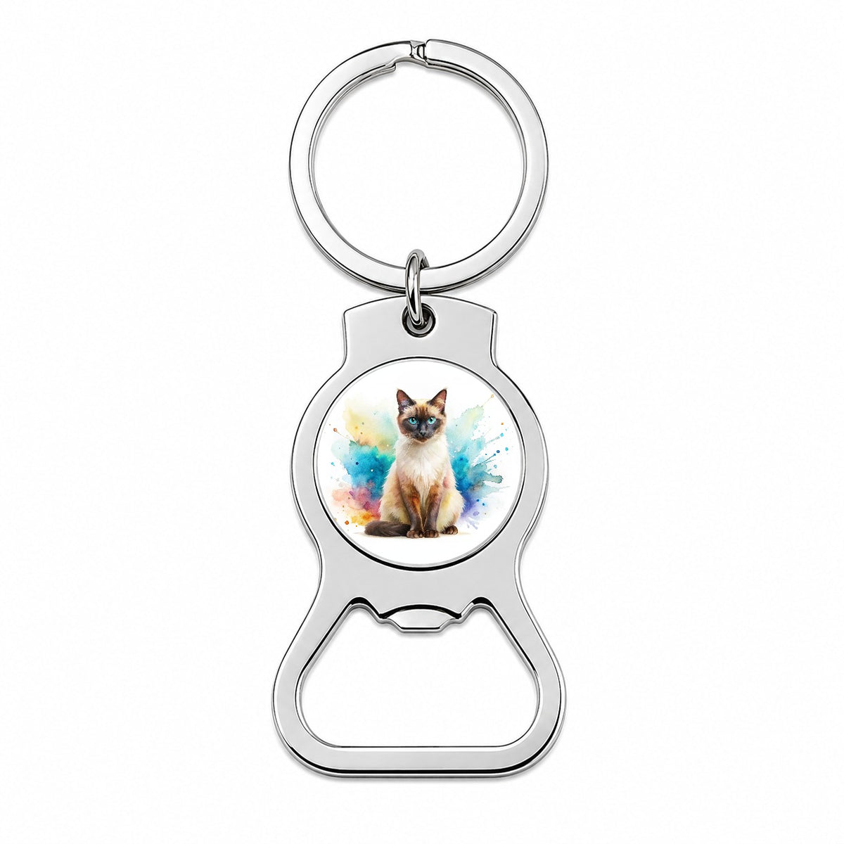 Balinese Cat Watercolor Style Bottle Opener Keychain