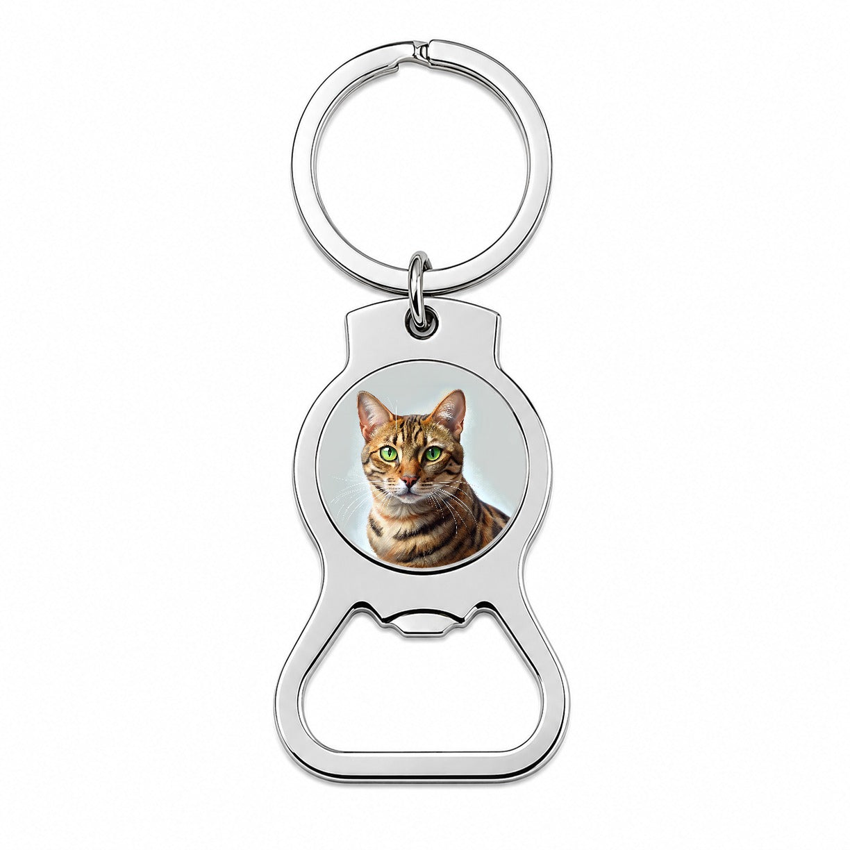 Bengal Cat Illustration Bottle Opener Keychain
