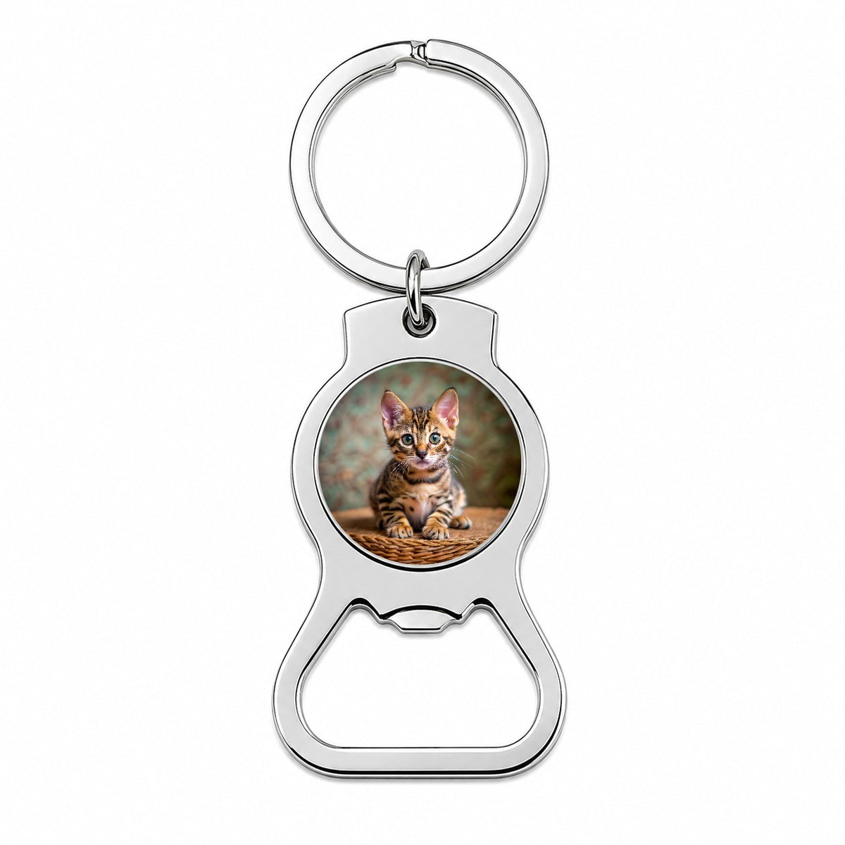 Bengal Cat Kitten Photo Bottle Opener Keychain