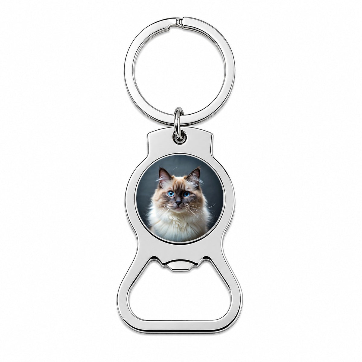 Birman Cat Photo Bottle Opener Keychain