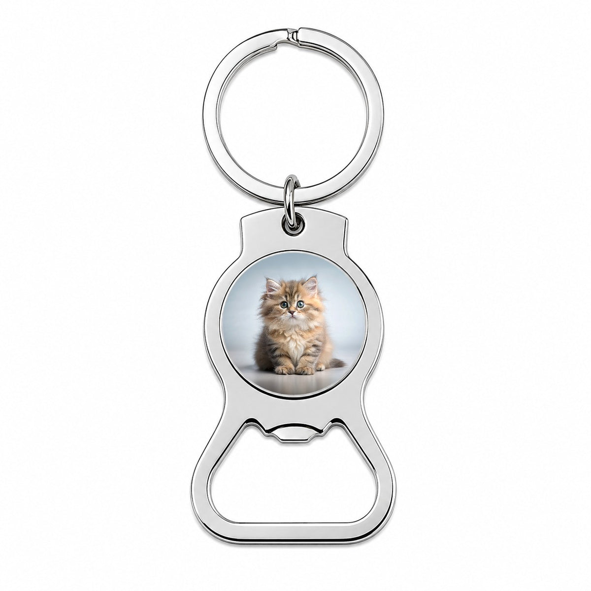 British Longhair Cat Kitten Photo Bottle Opener Keychain
