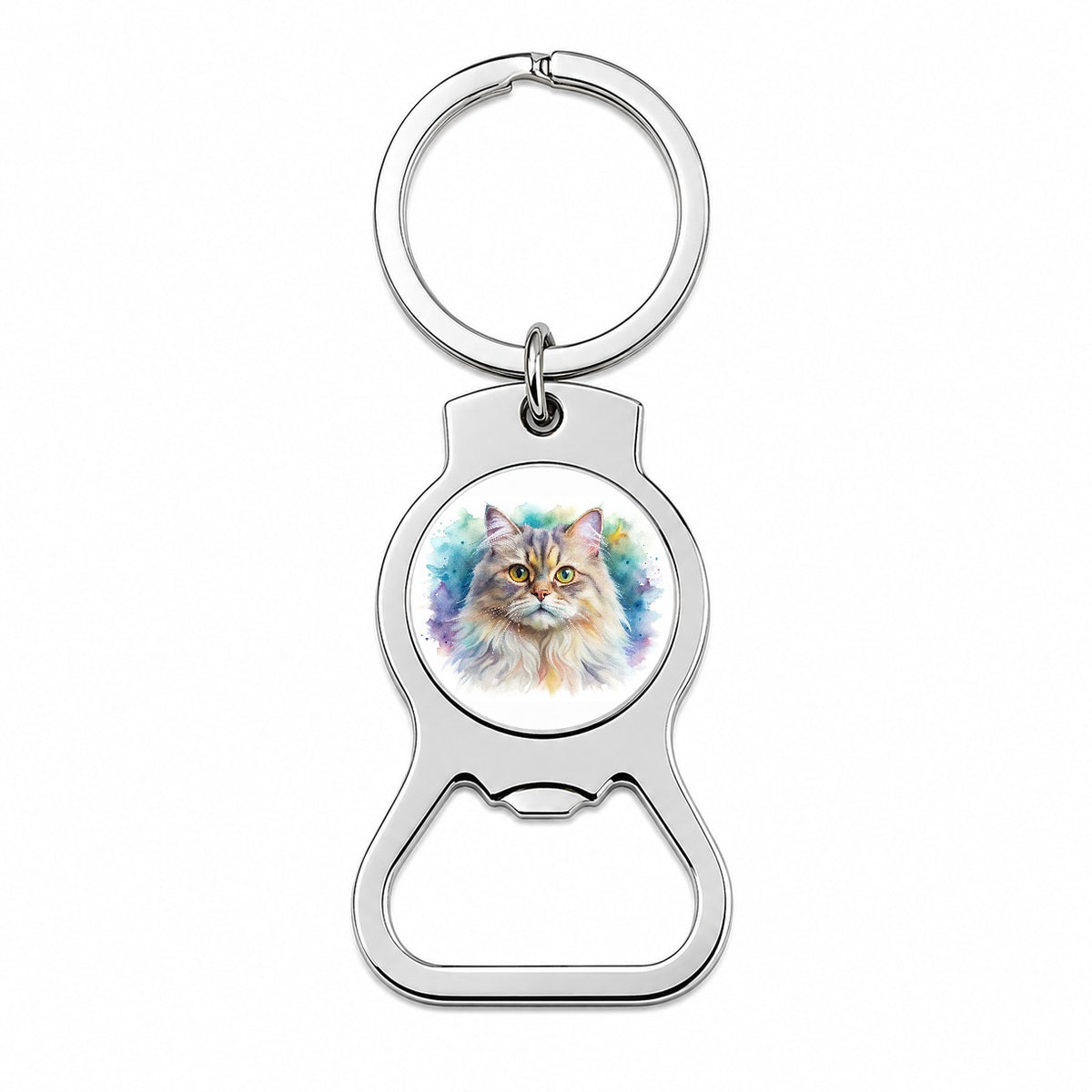 British Longhair Cat Watercolor Style Bottle Opener Keychain