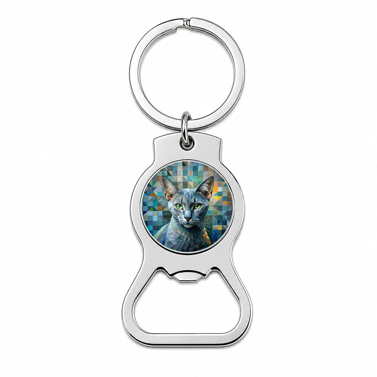 Burmese Cat Abstract Art Bottle Opener Keychain