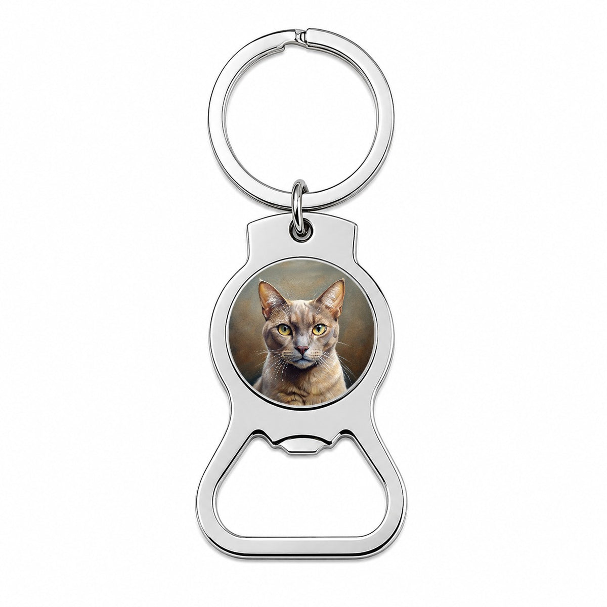 Burmese Cat Illustration Bottle Opener Keychain
