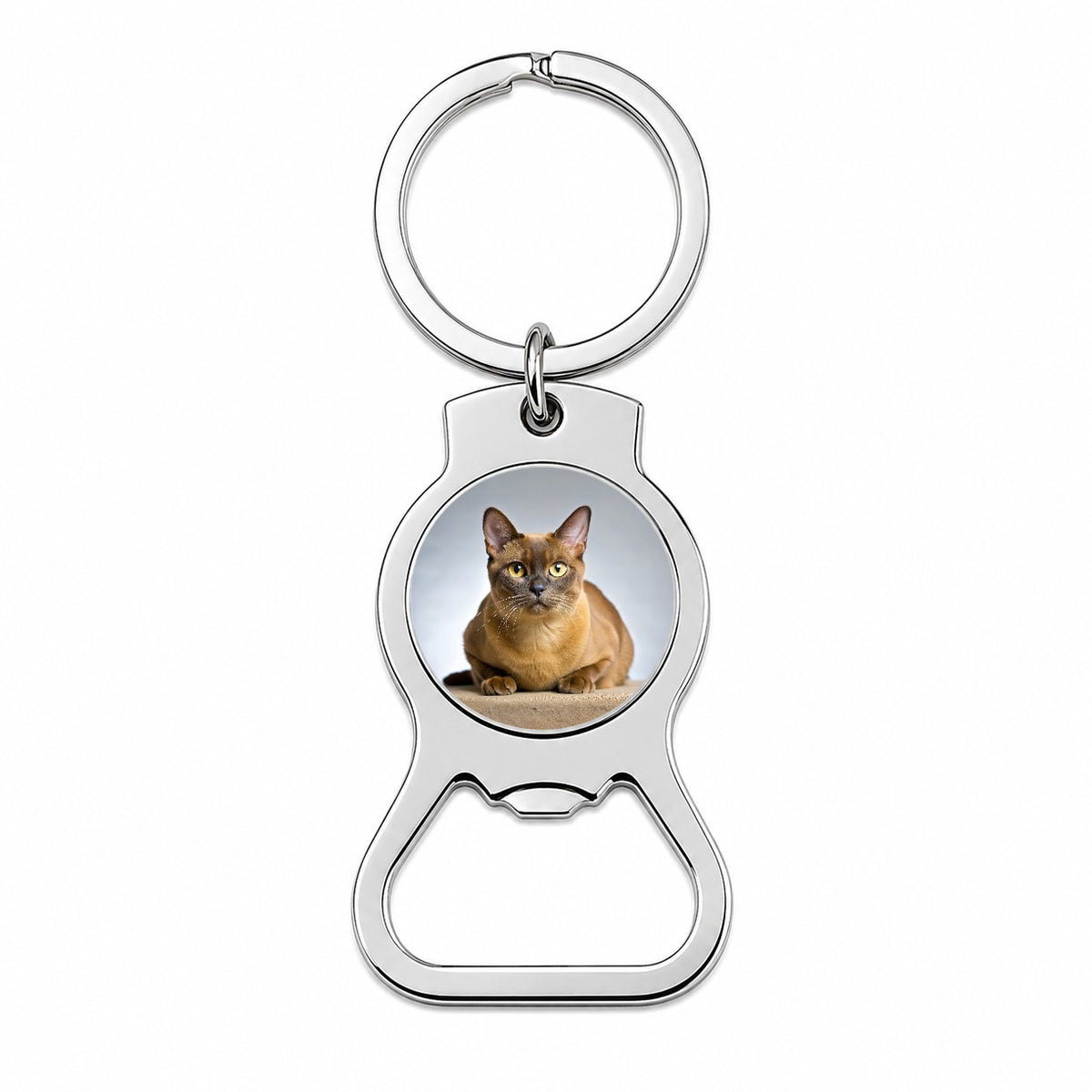 Burmese Cat Photo Bottle Opener Keychain